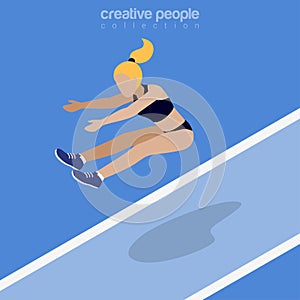 Flat isometric Athletics Long Jumper vector Sports