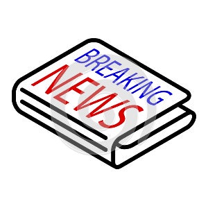 flat isometric breaking news newspaper vector icon