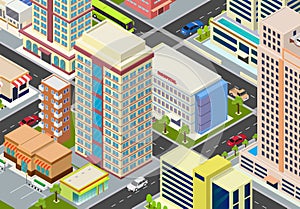 Flat isometric city megalopolis blocks