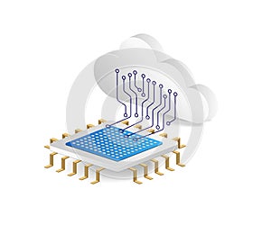 3d illustration of cloud server chip network concept