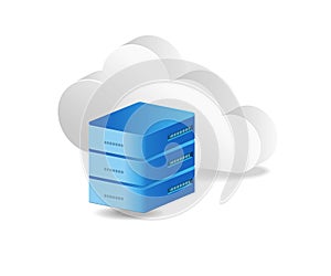 Flat isometric 3d illustration of cloud server concept