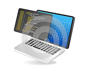 3d illustration of code 01 concept with programming language