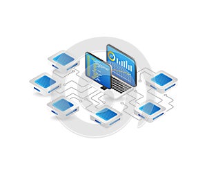3d illustration server chip network security analysis concept