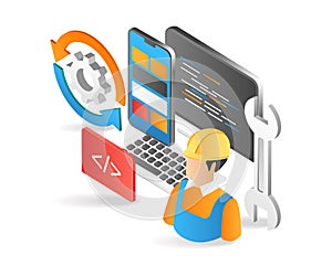 3d illustration of a web application designer and maintainer