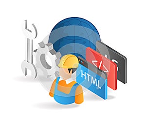3d illustration of a web application developer and maintainer