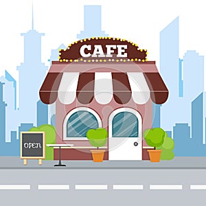 Flat isometric design. Colorful cafe isometric restaurant building. Cartoon vector icon