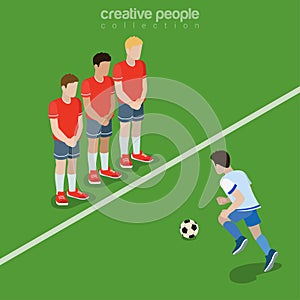 Flat isometric Football Penalty Football 3d