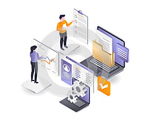 Flat isometric illustration concept. Enterprise development configuration management