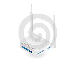 Flat isometric illustration of wifi network modem router concept