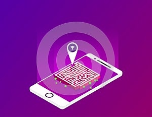 Flat isometric labyrinth in the phone vector