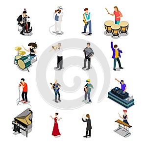 Flat isometric Musicians vector icon. 3d Entertain