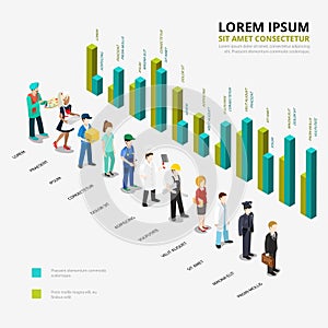 Flat isometric profession Male female worker