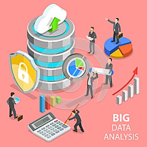 Big data analysis flat isometric vector concept.