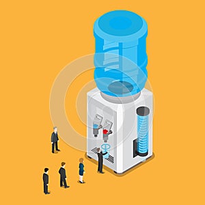 Flat isometric water cooler bottle . 3d peop