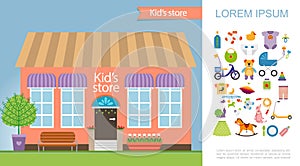 Flat Kids Store Colorful Concept