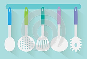 Flat kitchen utensils vector