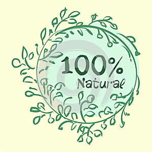Flat label collection of 100 organic product and premium quality natural food badge elements. Isolated on white background. design
