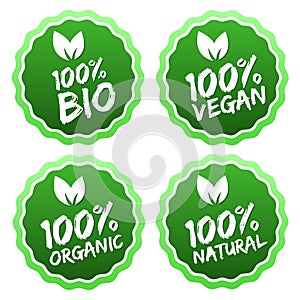 Flat label - 100% organic product and premium quality natural food. Eps10