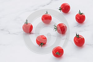 Flat lat top view cherry tomato photo