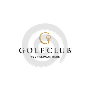 Flat latter mark GOLFCLUB golden ball logo design