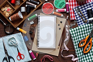 Flat lay aerial image of fashion designer items