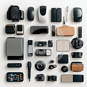 A Flat Lay of Assorted Electronic Gadgets and Accessories