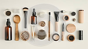 Flat lay of balanced beauty essentials