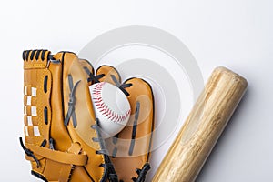 flat lay baseball glvoe. High quality beautiful photo concept