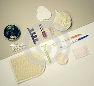 Flat lay - bathroom stuff