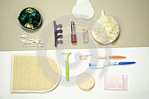Flat lay - bathroom stuff