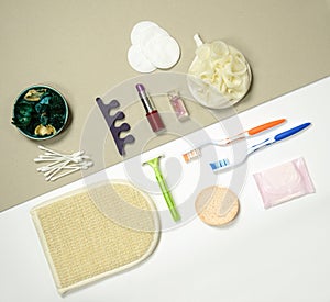Flat lay - bathroom stuff