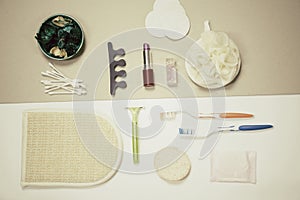 Flat lay - bathroom stuff