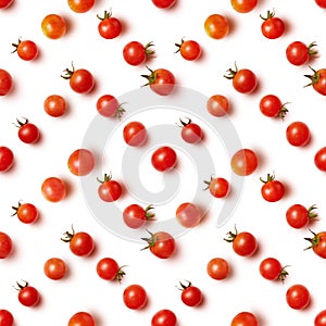 Flat lay of beautiful trendy seamless pattern cherry tomato