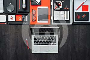 Flat lay business desktop