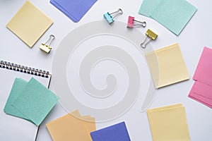 flat lay of colorful paper notes