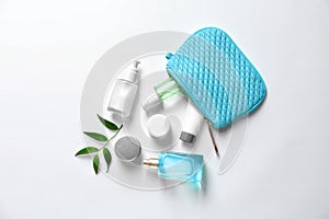 Flat lay composition with cosmetic products