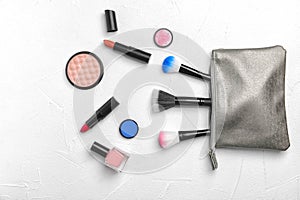 Flat lay composition with cosmetic products