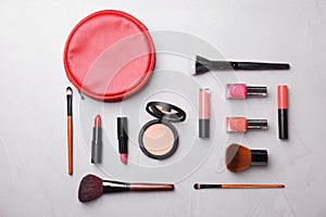 Flat lay composition with cosmetic products