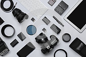 Flat lay composition with equipment