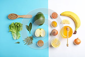 Flat lay composition with natural products as home remedies for asthma