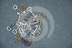 Flat lay composition of used keys