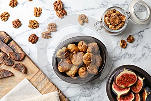 Flat lay composition with walnuts
