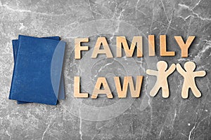 Flat lay composition with words FAMILY LAW