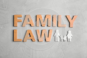 Flat lay composition with words FAMILY LAW