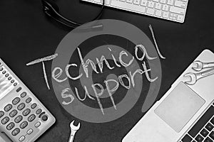 Flat lay composition with words