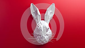 Flat Lay Easter Bunny face paper cut