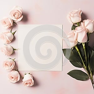 Elegant Roses and Love Note: A Romantic Flat Lay with Thoughtful Space