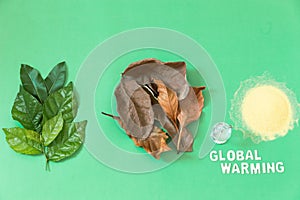 Flat lay global warming concept photo