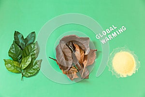 Flat lay global warming concept photo