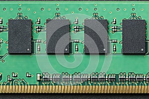 Flat lay graphic still life close-up of DIMM RAM computer memory chip module. Horizontal background or icon image.